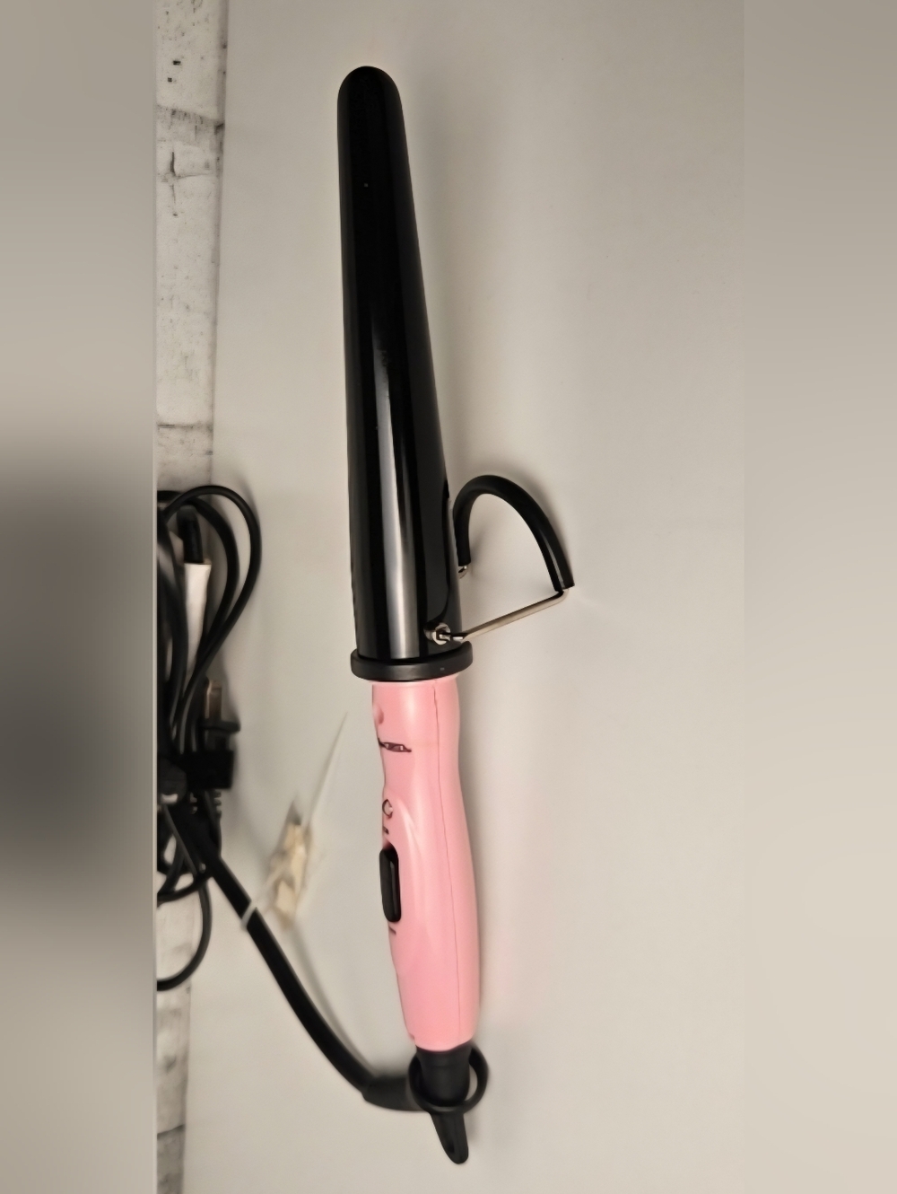 Plugged In Pink Tapered Curling Wand Cone Iron
